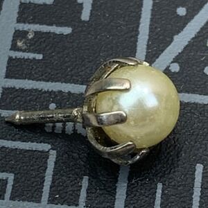 Silver‎ Tone Faux Pearl Tie Tack Lapel Pin Chain for Men Formal Accessories